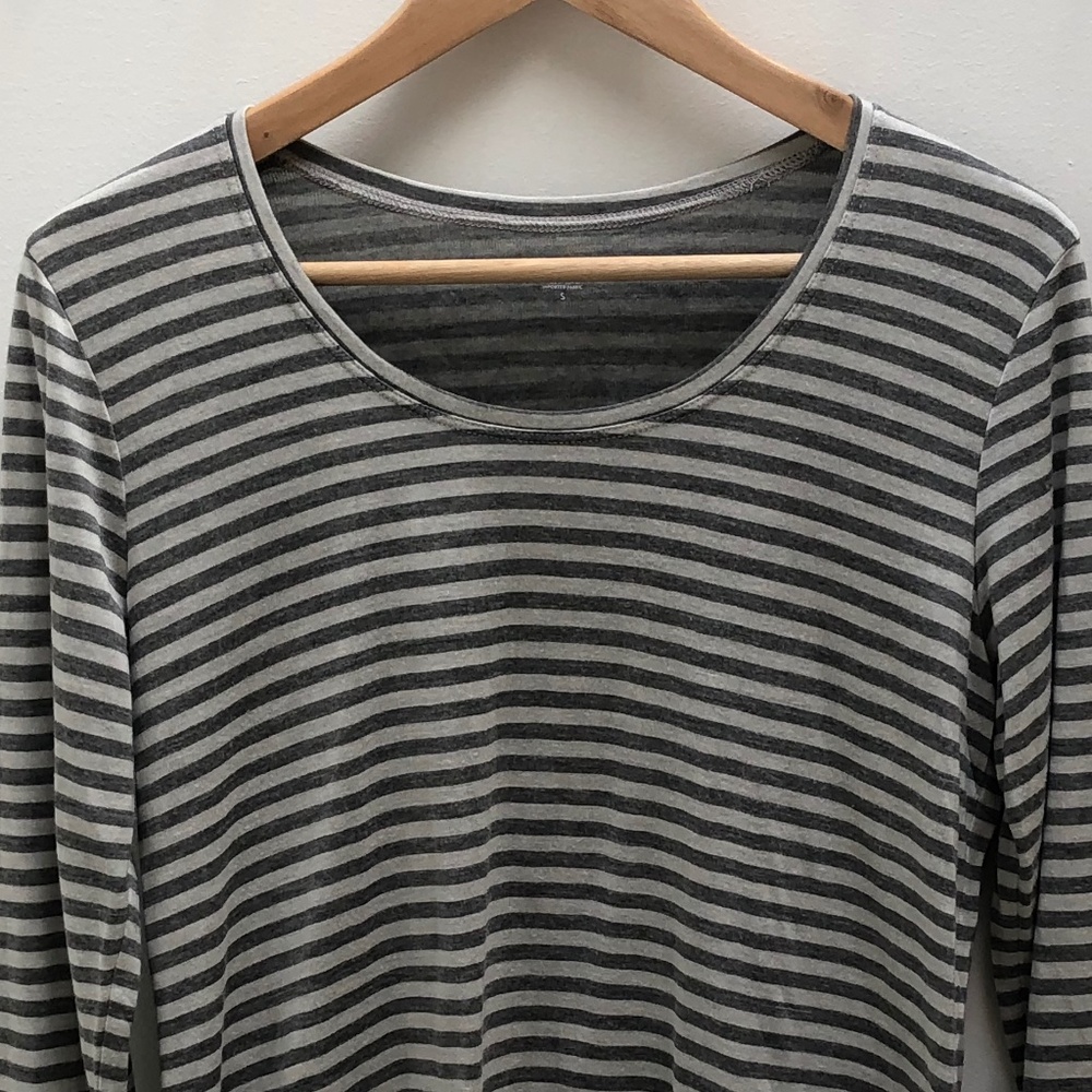 Eileen Fisher Gray Striped Long Sleeve Tee